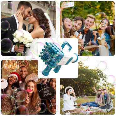 Bubble Machine with 25-Hole Rocket Launcher Bubble Machine Gift for Kids