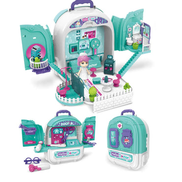 (Net) 2-in-1 Doctor Clinic Backpack Playset for Kids