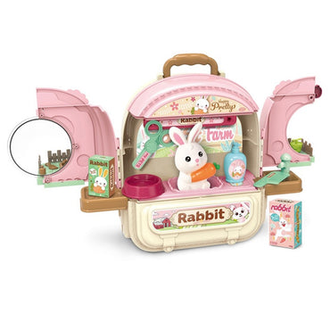 (Net) 3-in-1 Adventure Backpack with Rabbit Toy for Young Explorers