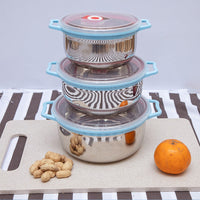 3Pcs Sealed Steel Multipurpose Pots