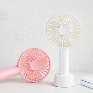 Mini Portable USB Hand Fan Built-in Rechargeable Battery Operated Summer Cooling Table Fan with Standing Holder