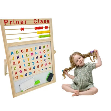 Wooden Double Sided Writing Board With Alphabet & Numbers