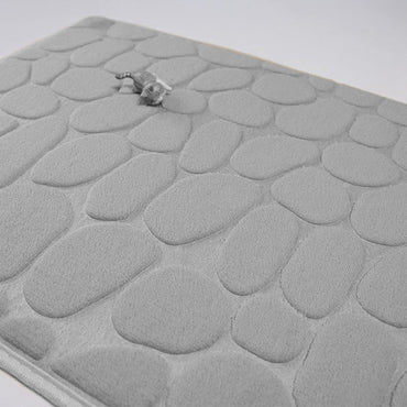 Embossed Paver Bathroom Mat Non-Slip Memory Foam Accessory for Sink Bathtub Side Shower Doormat