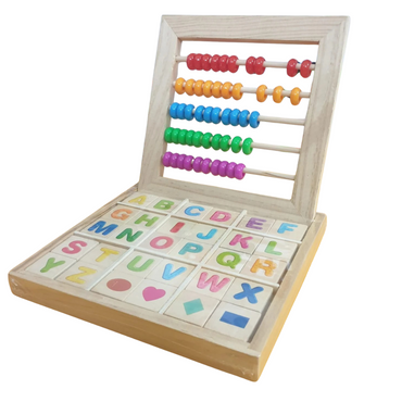 Wooden Abacus Counting Rack With Capital Alphabets Blocks