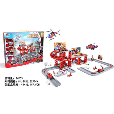 Fire Rescue Garage Building Block Set with Vehicles - 24 Pieces