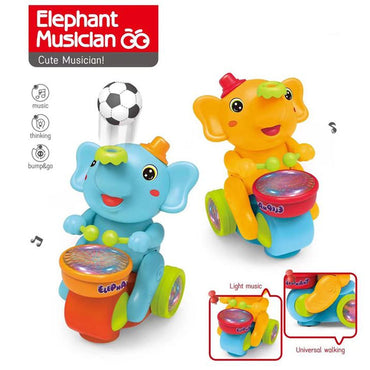 Cute Musician Elephant Toy with Flashing Lights and Music