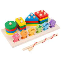 Montessori 2-in-1 Wooden Sorting and Stacking Toys for Toddlers