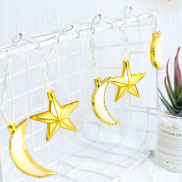(Net) 3M 10 Ramadan Moon & Star String Lights