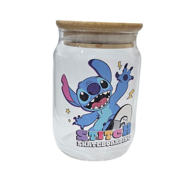 Stitch Glass Cup With Straw