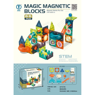 66 PCS Shining Magnet Building Tiles - Educational Construction Toy Set