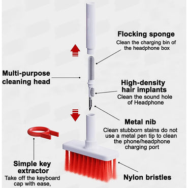 (net) Keyboard Cleaner Brush 5 in 1 Keyboard Cleaning Brush Kit, Multifunctional Keyboard Earphone Cleaner KeyCaps Puller