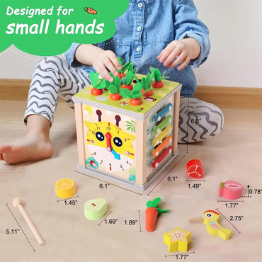 Wooden Activity Treasure Chests Cube Toy