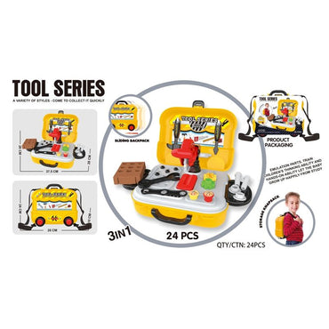 (Net) Bus-Shaped Construction Tool Kit - Interactive Play Cart for Kids