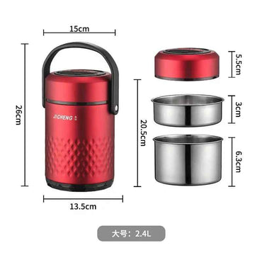(NET)  2.4L Stainless Steel Food Flask Lunch Box