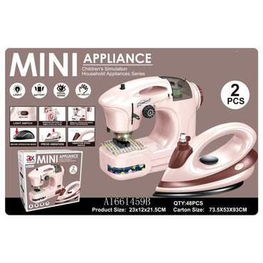 Kids Play House Mini Home Appliance Sewing Machine And Basket Toy Set