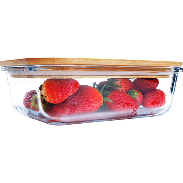 Glass Meal Prep Lunch Container with bamboo