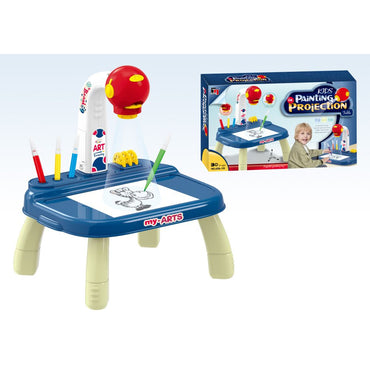 Navy Colored Kids Painting Table with Built-in Projector