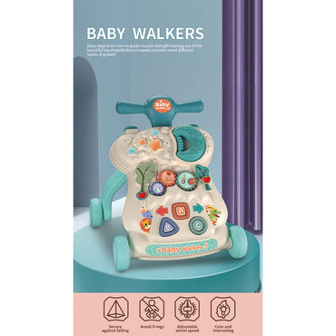 (Net) Multifunction Baby Walker Toddler Trolley Adjustable Sit-to-Stand Musical Educational Walker Baby Balance Walker Kids Toy