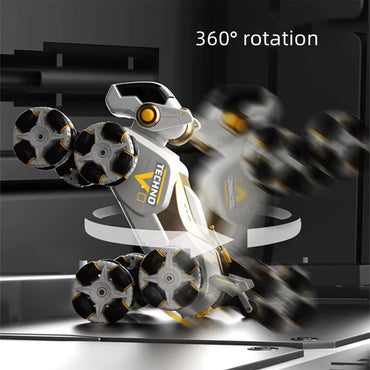 (Net) Robot Dog RC Stunt Car 360 Degree Rotating Remote Dog With Spraying Light 8WD