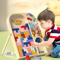 Wooden Tetri Game Console Children Multi-function Educational Logic Three-dimensional Puzzle Puzzle Building Toy