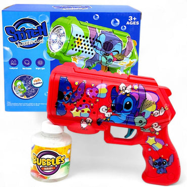 ( Net ) Stitch Soap bubble Gun With Light Up Soap Liquid Bottle