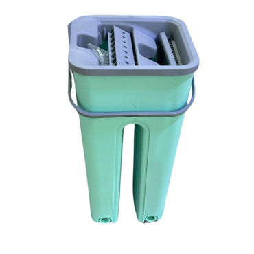 (Net) Household Cleaning Tool Wet Dry Hand-Free Mop Bucket Set With Plastic Basket Cloth Material