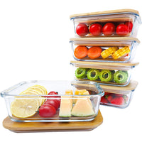 Glass Meal Prep Lunch Container with bamboo