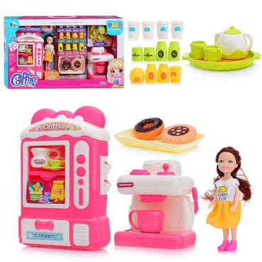 Kitchen Furniture Set With A Coffee Machine And A Doll
