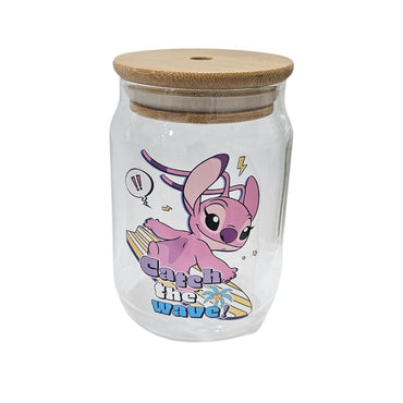 Stitch Glass Cup With Straw