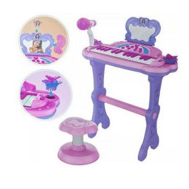 (Net) Kids Electronic Musical Keyboard with Microphone and Stool