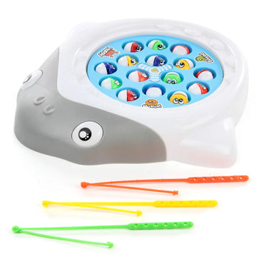 Electric Shark Fishing Game Toy with Rotating Fish and Music