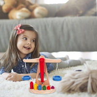 Wooden Balance Scale Toy Math Learning Weighing Scale
