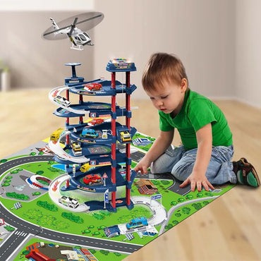 (NET)  Electric Parking Lot Toy with Multi-Layered Vehicles