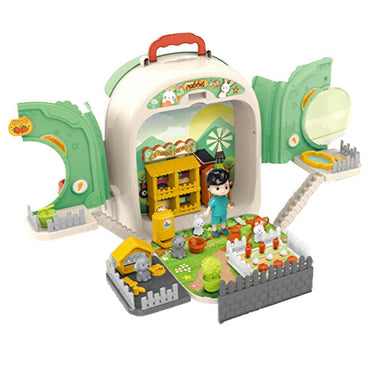 (Net) 3-in-1 Educational Preschool Rabbit Shop Pretend Play Backpack Toy - 59 Pieces