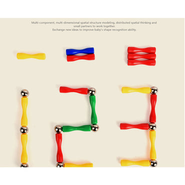 Magnet Stick and Balls construction Magnetic Bars Metal Balls Satisfaction Extreme Pressure Relief Magnetic Games 128 pcs