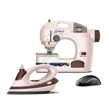 Kids Play House Mini Home Appliance Sewing Machine And Basket Toy Set