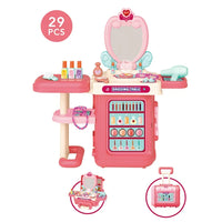 (Net) 3-in-1 Pink Dressing Table Beauty Makeup Set for Girls