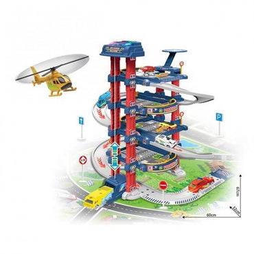 ( NET) Battery Operated DIY 4-Layer Racing Slide Parking Lot Toy