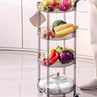 (Net) Transparent 4 Layers Rolling Storage Cart - Versatile Organizer with Wheels & Handle