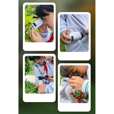Handheld Microscope Kit Lab LED Light 60X-120X Home School Biological Science Stem Outdoor Toy Kids Gift