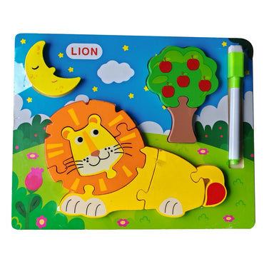 Wooden Animal Puzzle With Marker