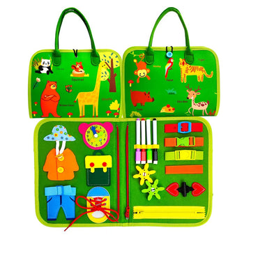 (Net) Sensory Activity Book Green Animal Zoo Design Busy Board