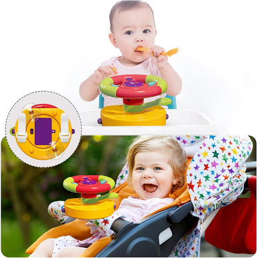 (Net) Travel Baby Toys Interactive Dashboard Steering Wheel Pretend Play Driving Toy Rear Car Seat Toys With Mirror