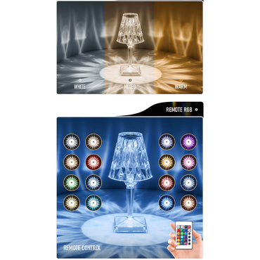 (NET)LED Diamond Crystal Projection Night Lights USB Charging Touch Control Lighting Desk Lamp / 347560