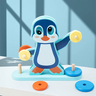 Wooden Penguin Balance Seesaw Game Educational Math Counting Number Board