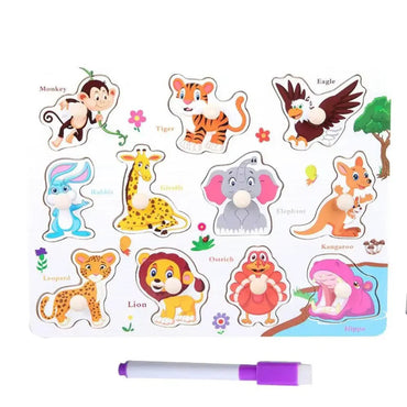 Educational Wooden Peg Board With Base Image & Whiteboard & Marker