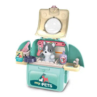 2-in-1 Aqua Yellow Backpack Pet Bathing and Cleaning Pretend Play Set