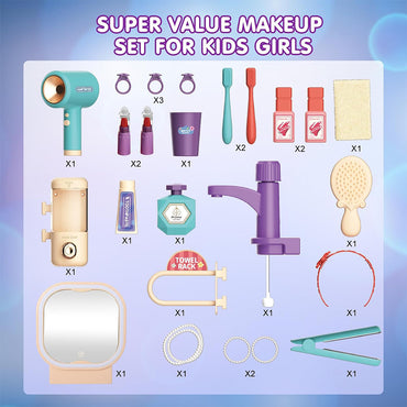 (Net ) Toddler Beauty Salon Set With Makeup Accessories & Washbasin