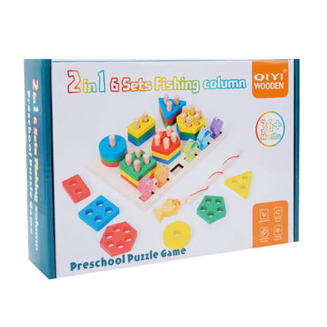 Montessori 2-in-1 Wooden Sorting and Stacking Toys for Toddlers