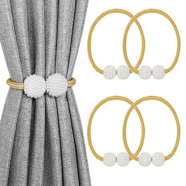 Curtain Tiebacks Magnetic Curtain Tiebacks Pearl Ball Curtain Drapes Clips Rope Holdbacks for Home Office